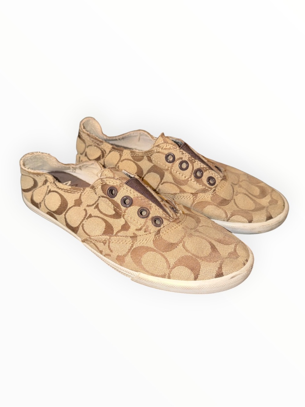 Coach Canvas Slip-On Sneakers in Tan Signature Print